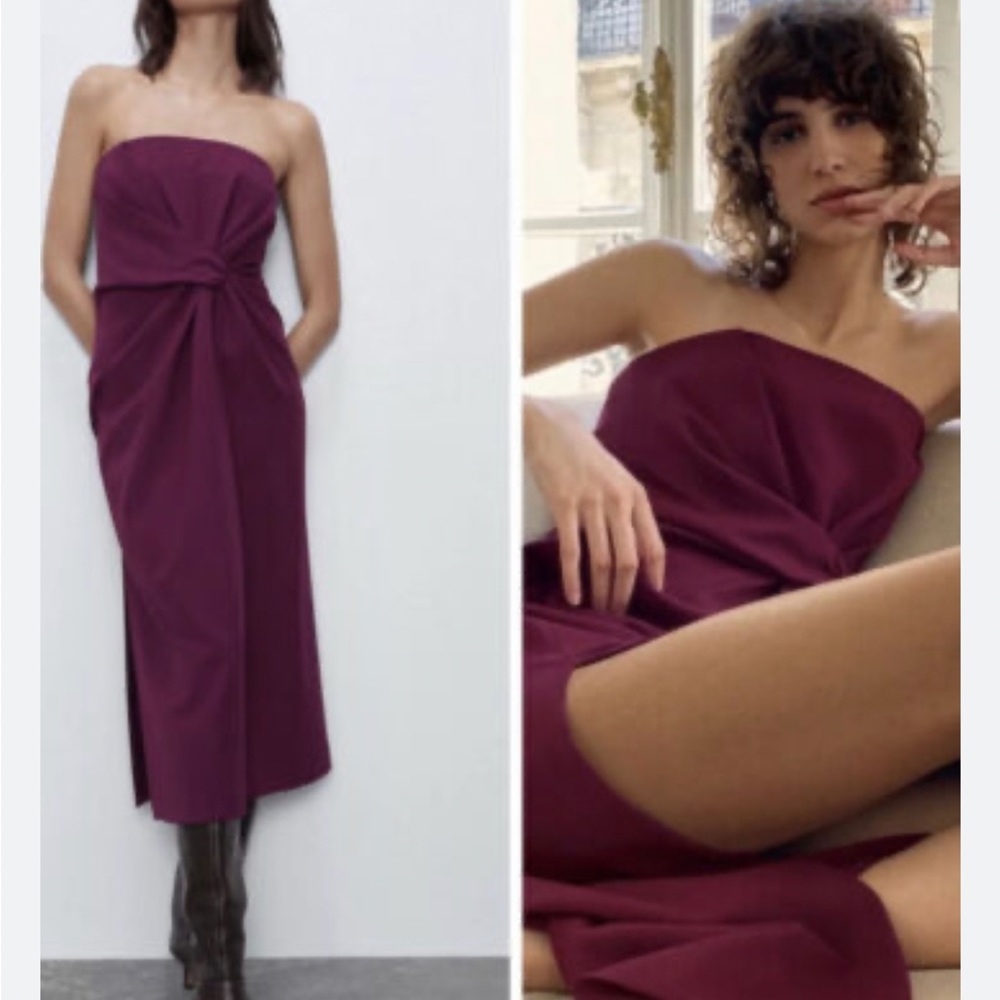 NWT ZARA DRAPED MIDI DRESS